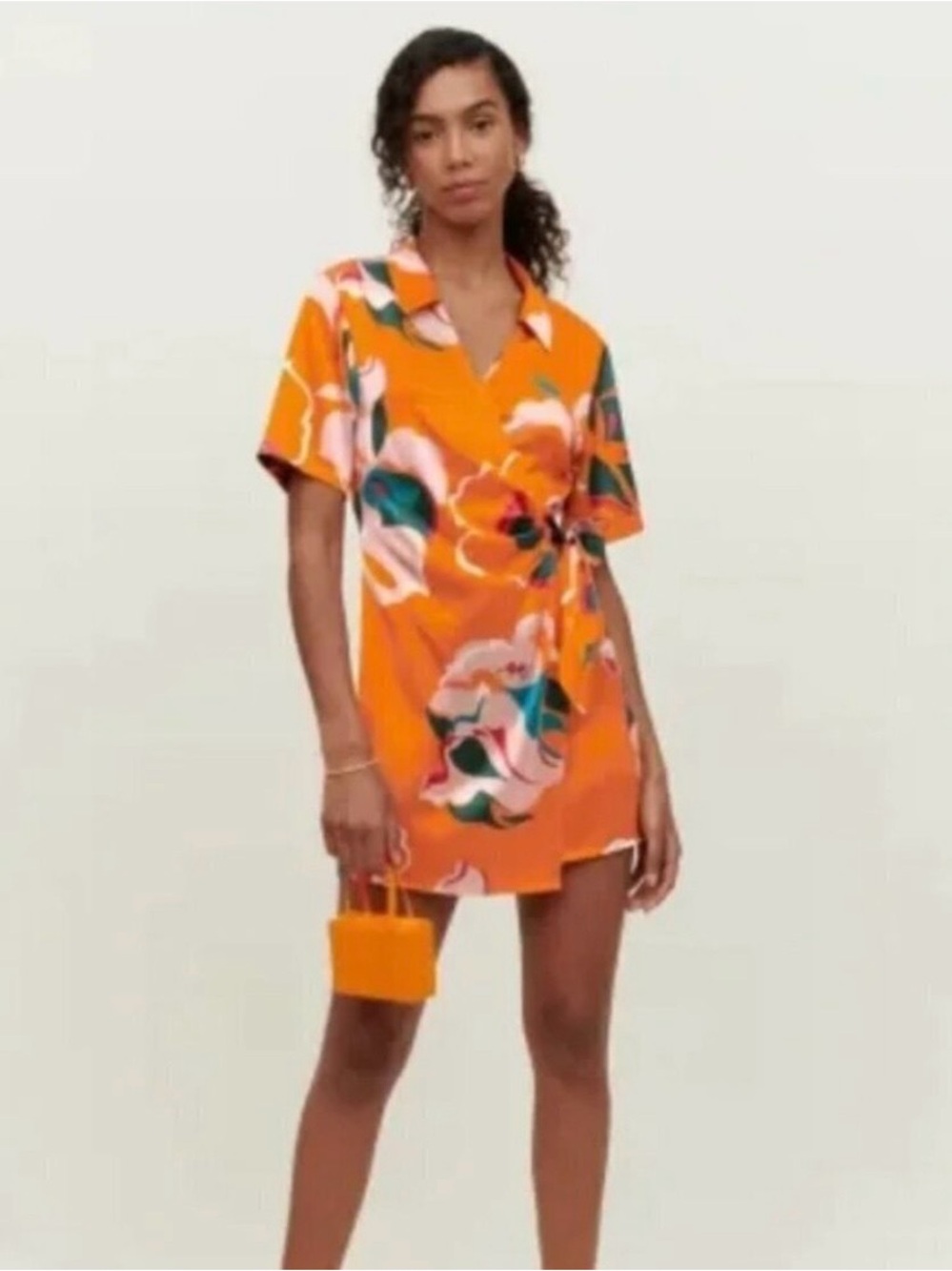 Reformation Luxe Silk Mini Dress in Burnt Orange